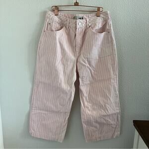 TopShop Moto Pink White Wide Leg Denim Pants W32 to fit L30
